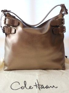   Haan Leather Handbag Avalon Pewter Avery Large Hobo Leather New