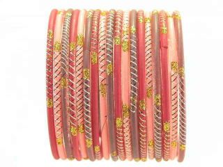 Indian Glass Bangles Bracelets Earthy Boho Chic Set L