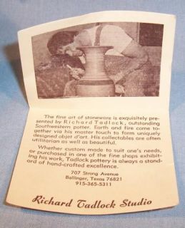 Vintage R Tadlock Salt Glaze Pottery Vase Texas Potter