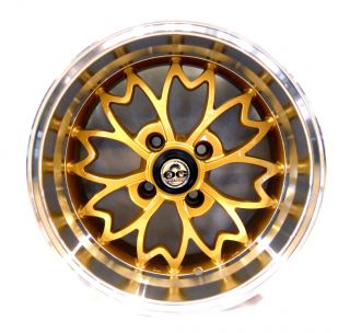OG Axis Sakura Wheel Rim Gold 15x8 4x100 25 Low Offset 4pcs
