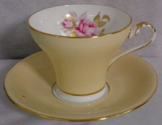 Aynsley China 2225 Pattern Yellow Cup Saucer Set