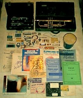 large Lot Band Instruments Parts and Books Clarinet Trumpet F Jaubert 