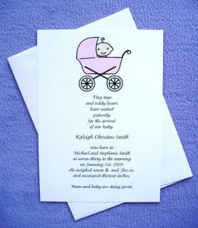   Personalized Custom Baby Girl Announcements Invitations Cards