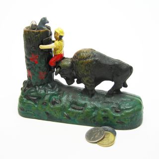 Buffalo Collectors Die Cast Iron Mechanical Coin Bank
