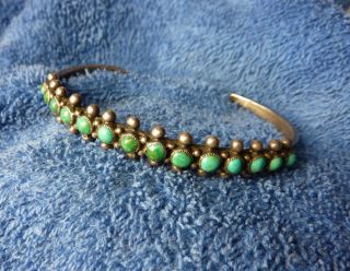 Vintage Navajo Silver Turquoise Bracelet Snake Eye Design