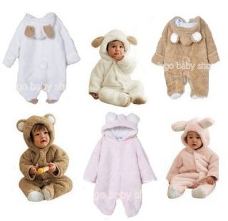 Baby Winter Costume Fleece Snow Suit Romper Rabbit Sheep Bear 6M 3yrs 