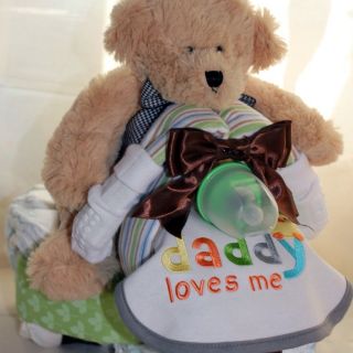 Custom Diaper Trike Cake Bear Neutral Gift Baby Shower Diaper Cake 