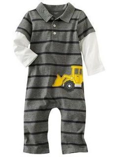 Carters Baby Boy Clothes Coverall Gray Car Stripes 3 6 9 12 18 24 