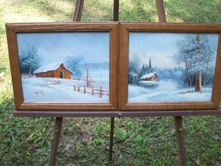 Original Oil PAINTINGS  SMKY MTN WINTER Barn/Landscape Art 