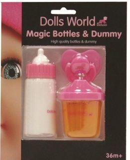 Dolls World Baby Magic Milk Bottle Juice Feeding Cup and Dummy Set New 
