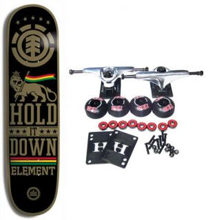 Element Hold It Down Rasta Complete Skateboard 8 12