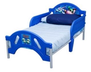   Toddler Bed Frame Boys Blue Kids Childs Size Safety Rails Crib
