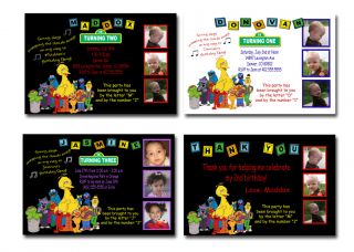 Custom Alphabet Blocks Sesame Street & Elmo Birthday Invitations