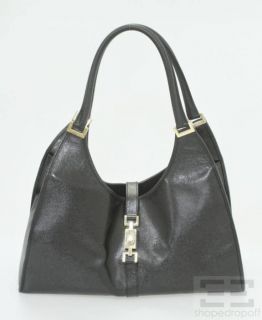 gucci black textured leather bardot bag