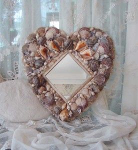 Heart Shape Sea Shell Sailors Valentine Wall Mirror