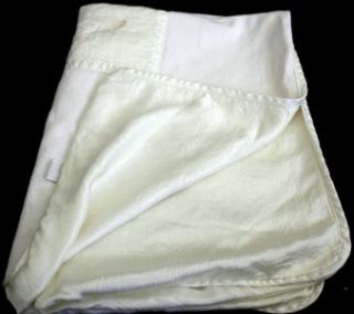 Barefoot Dreams Cream Cuddle Play Flannel Satin Receiving Baby Blanket 