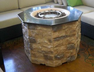   Gas Fire Pit stone and marble top for backyard & patio Gas Tank Inside