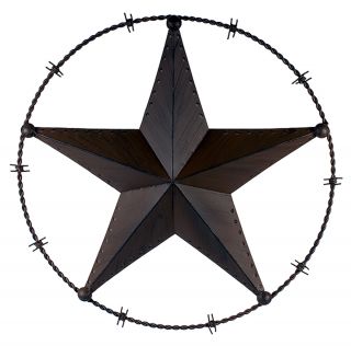 Brown Metal Barn Star in Barbed Wire Circle Home Yard Wall Decor 24 