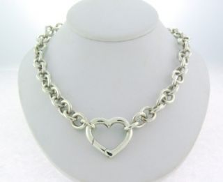Genuine Tiffany & Co Sterling Silver Heart Clasp Link Necklace Limited 