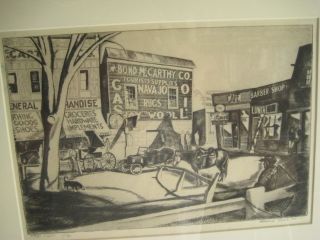 Howard Cook Taos Plaza RARE 0RIGNAL Etching 1926