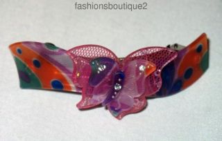 CLOSEOUT Butterfly Pattern Barrette Clear Crystals Ships Fast from USA 