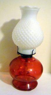 Vintage Red Eagle P A Ridson Mfg Co Oil Lamp with Milkglass Hobnail 