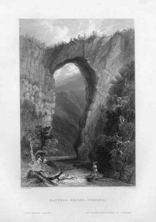   1840 The Natural Bridge Antique Print William Henry Bartlett