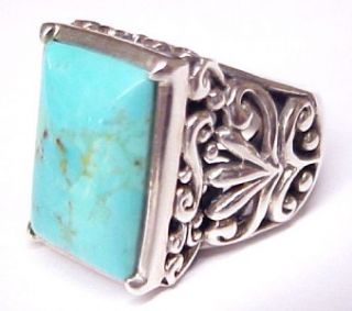 Barse Blue Turquoise Accented Sterling Silver Womens Ring Size 8 