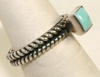 Vintage Barse & Company .925 Sterling Silver Turquoise Rope Trim Ring 