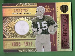 BART STARR GAME USED JERSEY #d 50/99 2011 PANINI GOLD STANDARD GREEN 