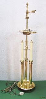 Vintage Baldwin Brass Three Column Candlestick Table Lamp