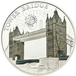 TOWER BRIDGE London World Of Wonders 5$ Silver Coin Palau 2011