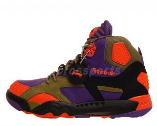   OXT Pump Mid Olive Black Orange Purple Mens Basketball Shoes R247878