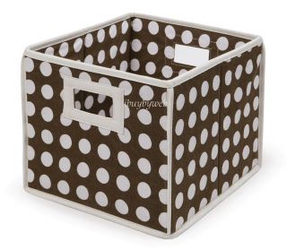 Brown White Polka Dot Nursery Basket Storage Cube 2 Set