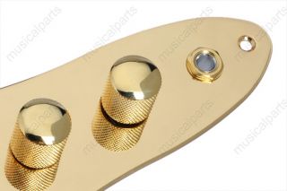 Gold Jazz Bass Control Plate Assembly Knobs Pots Loaded