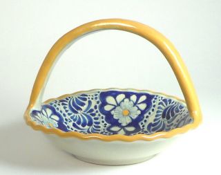 La Nieta Puebla Talavera Pottery Decorative Basket Mexico