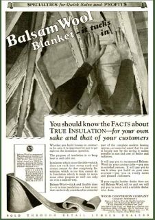 balsam wool insulation in 1929 wood conversion co ad