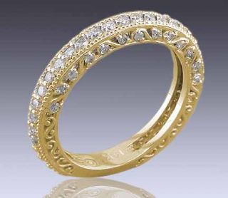 80ct Antique Diamond Wedding Band 18K Yellow Gold Ring