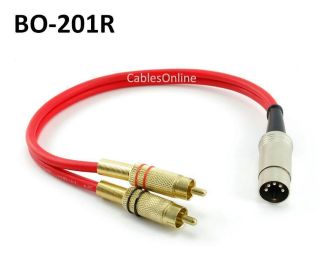   1ft Bang Olufsen DIN 5 Pin Plug to 2 RCA Plug Ultra Flex Cable