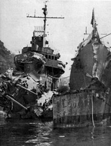 damaged selfridge and o bannon at noumea after the battle