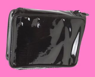 Black Patent Cosmetic Travel Organizer Makeup Bag Case