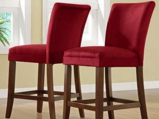 Homelegance 24 Cranberry Microfiber Parson Stool   Set of 2