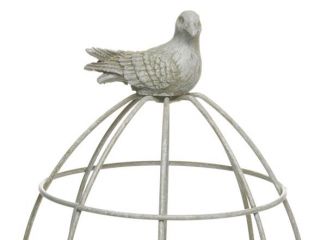 22 Grey Metal Pedestal Candle Holder with Bird