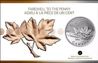 2012 $20 FAREWELL TO THE PENNY PURE .9999 SILVER COMMEMORATIVE COIN 