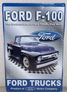 Nostalgic FORD Truck F 100 Pick Up Blue Oval Tin Sign F 100 F100