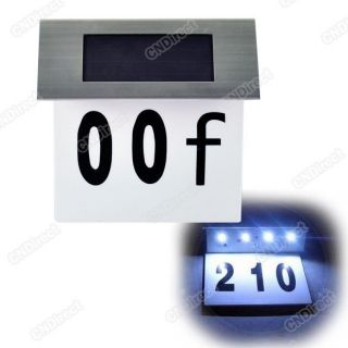   Solar Powered Stainless Steel House Wall Number Door Light Set ItS7