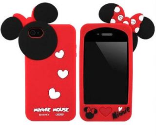 Red Disney Minnie Mouse Hide and Seek Silicone Case Cover for iPhone 4 