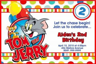 TOM & AND JERRY BIRTHDAY PARTY INVITATIONS 24hr Service UPRINT 4x6 