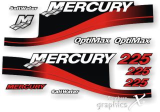 Mercury outboard optimax 225hp Red decals graphics stickers