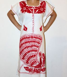 Brand New Hippie Vintage Embroidered Mexican Dress Huipil XL 100% 
